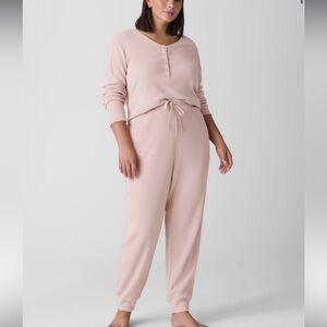 Eileen Fisher Cozy Pink Waffle Organic Cotton Lounge Pants